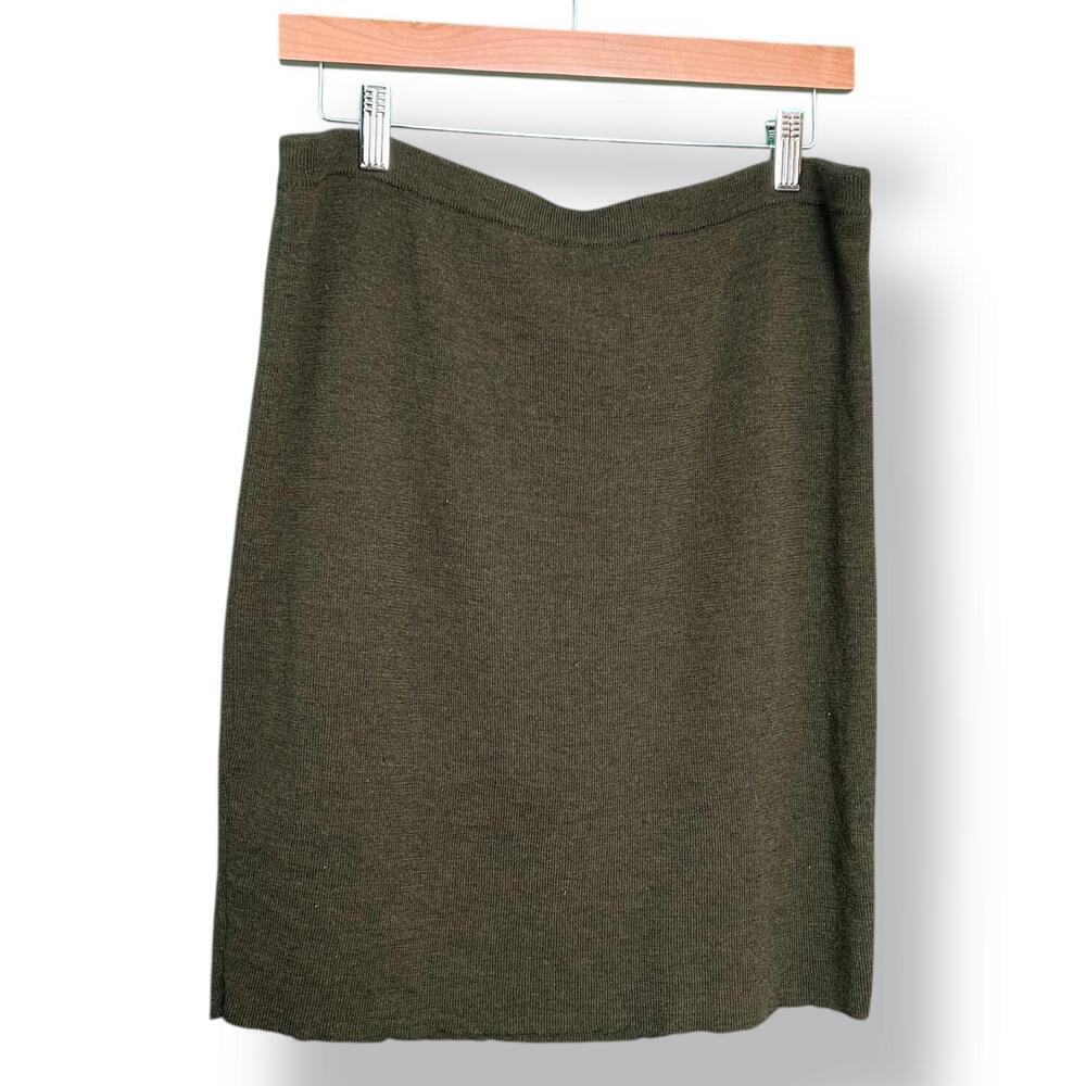 Vintage Eileen Fisher Olive Green Wool Knit Skirt
